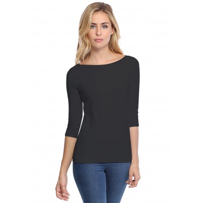 T-shirt col bateau manches 3-4 en modal DOMI04