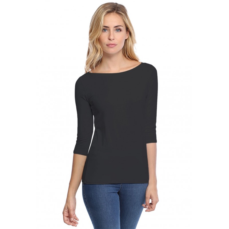 T-shirt col bateau manches 3-4 en modal DOMI04