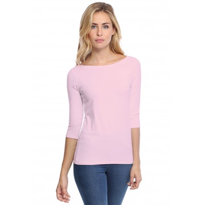 T-shirt col bateau manches 3-4 en modal DOMI04