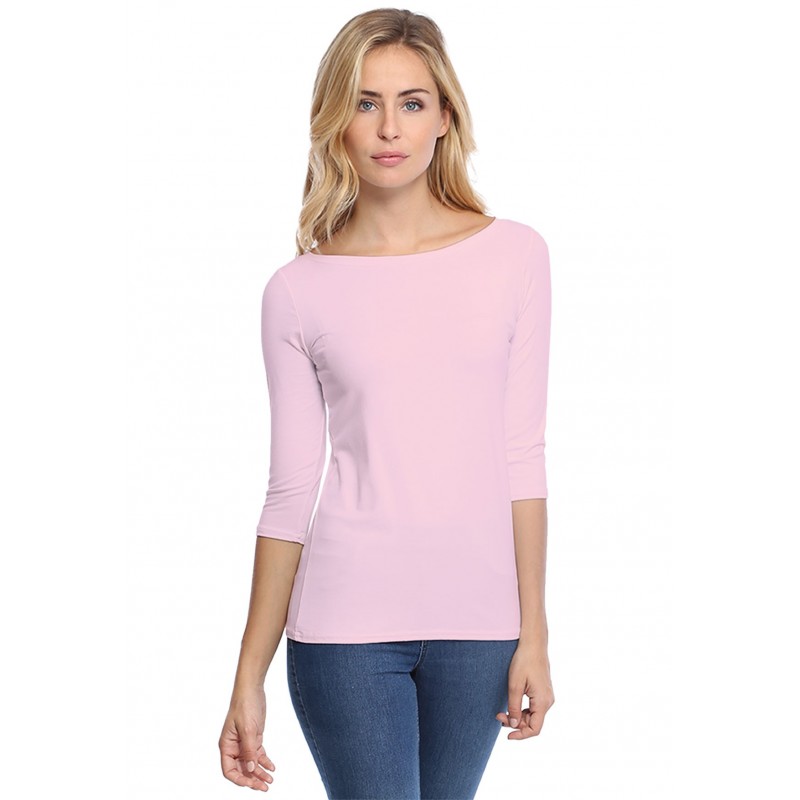 T-shirt col bateau manches 3-4 en modal DOMI04 T-shirt col bateau manches 3-4 en modal DOMI04