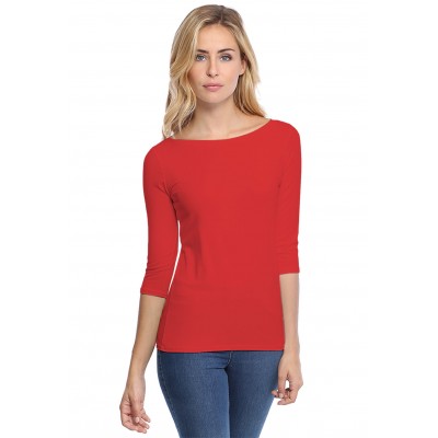 T-shirt col bateau manches 3-4 en modal DOMI04