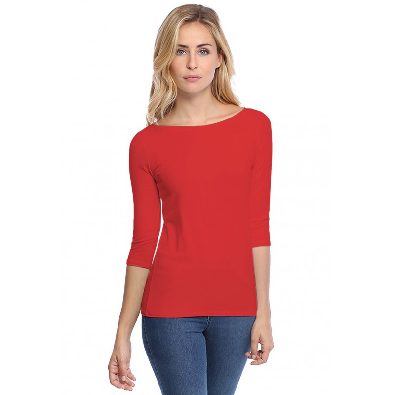 T-shirt col bateau manches 3-4 en modal DOMI04 T-shirt col bateau manches 3-4 en modal DOMI04