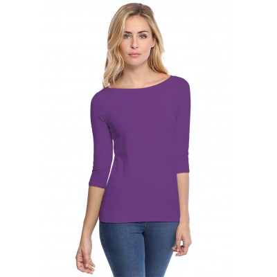 T-shirt col bateau manches 3-4 en modal DOMI04
