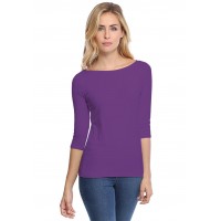 T-shirt col bateau manches 3-4 en modal DOMI04