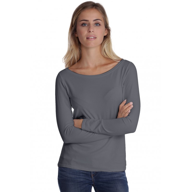 T-shirt col bateau manches longues en modal DOMI05 T-shirt col bateau manches longues en modal DOMI05