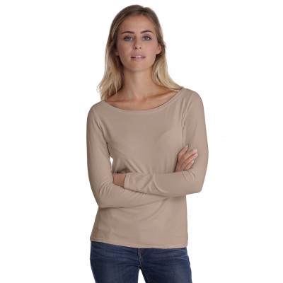 T-shirt col bateau manches longues en modal DOMI05