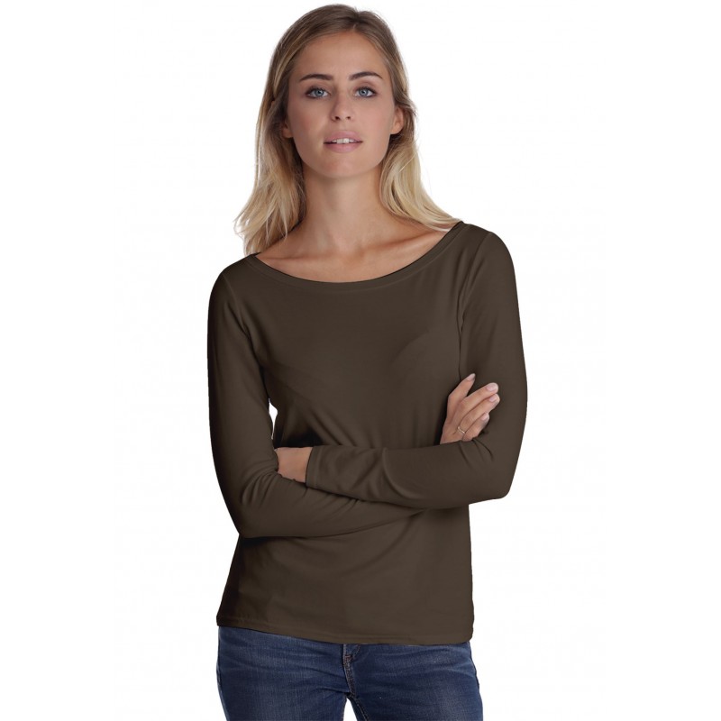 T-shirt col bateau manches longues en modal DOMI05 T-shirt col bateau manches longues en modal DOMI05