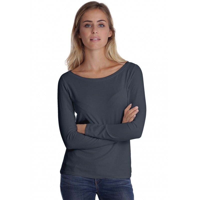 T-shirt col bateau manches longues en modal DOMI05 T-shirt col bateau manches longues en modal DOMI05