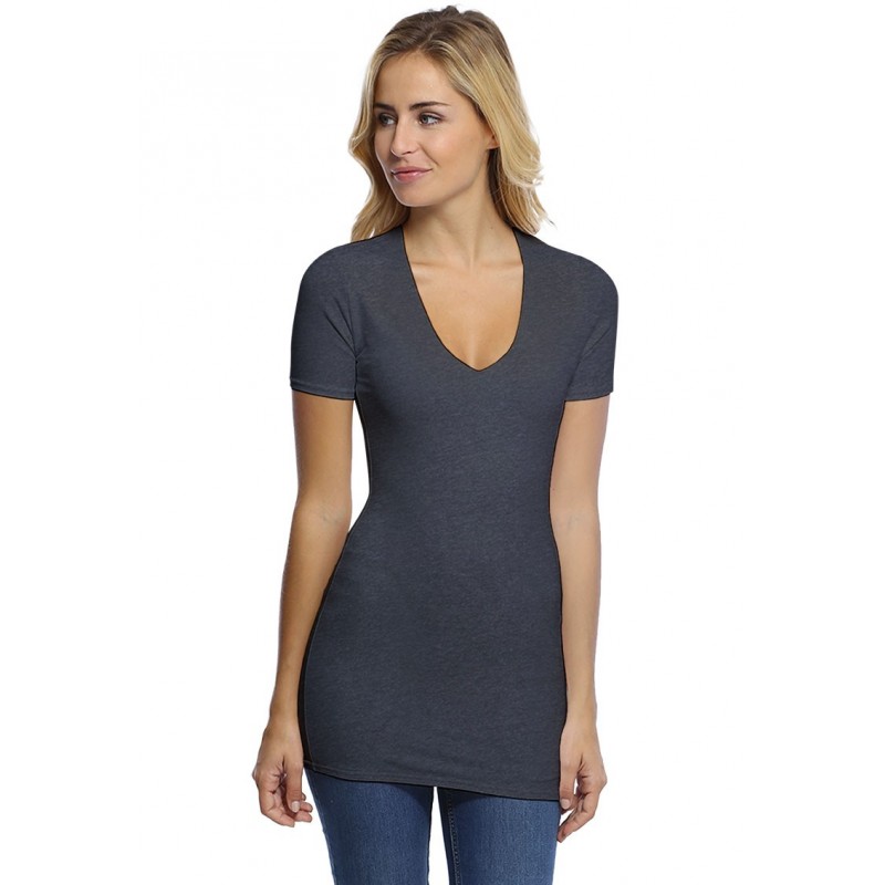 T-shirt long col V manches courtes en modal SYLVIA08 T-shirt long col V manches courtes en modal SYLVIA08