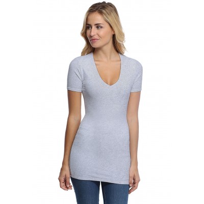T-shirt long col V manches courtes en modal SYLVIA08