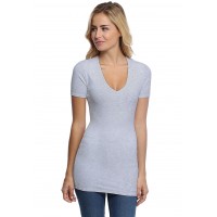 T-shirt long col V manches courtes en modal SYLVIA08