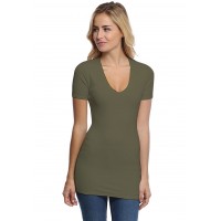 T-shirt long col V manches courtes en modal SYLVIA08