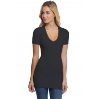 T-shirt long col V manches courtes en modal SYLVIA08
