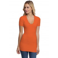 T-shirt long col V manches courtes en modal SYLVIA08