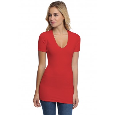 T-shirt long col V manches courtes en modal SYLVIA08