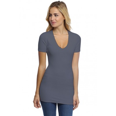 T-shirt long col V manches courtes en modal SYLVIA08