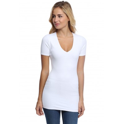 T-shirt long col V manches courtes en modal SYLVIA08