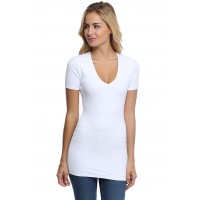 T-shirt long col V manches courtes en modal SYLVIA08
