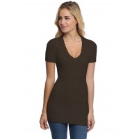 T-shirt long col V manches courtes en modal SYLVIA08