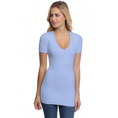 T-shirt long col V manches courtes en modal SYLVIA08