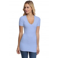 T-shirt long col V manches courtes en modal SYLVIA08