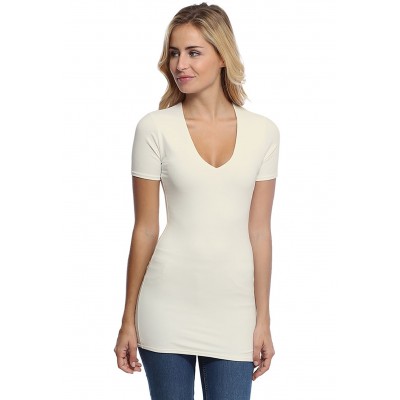 T-shirt long col V manches courtes en modal SYLVIA08