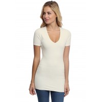 T-shirt long col V manches courtes en modal SYLVIA08