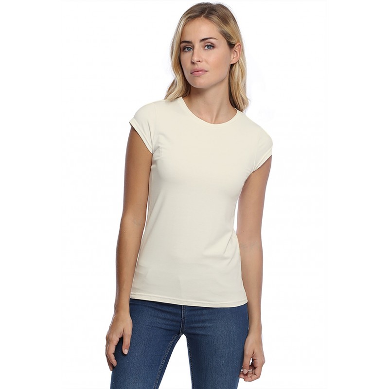 T-shirt coupe droite ras du cou manches courtes capes en modal SACHA02 T-shirt coupe droite ras du cou manches courtes capes en modal SACHA02