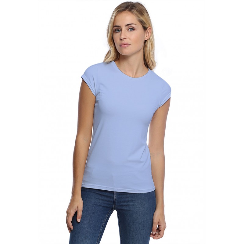 T-shirt coupe droite ras du cou manches courtes capes en modal SACHA02 T-shirt coupe droite ras du cou manches courtes capes en modal SACHA02
