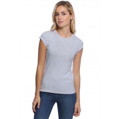 T-shirt coupe droite ras du cou manches courtes capes en modal SACHA02