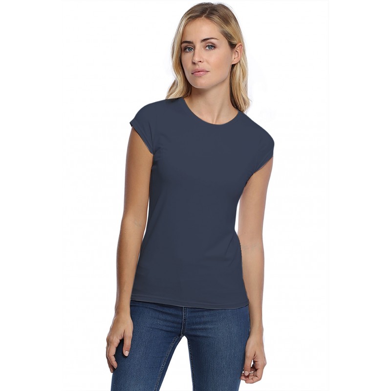 T-shirt coupe droite ras du cou manches courtes capes en modal SACHA02 T-shirt coupe droite ras du cou manches courtes capes en modal SACHA02