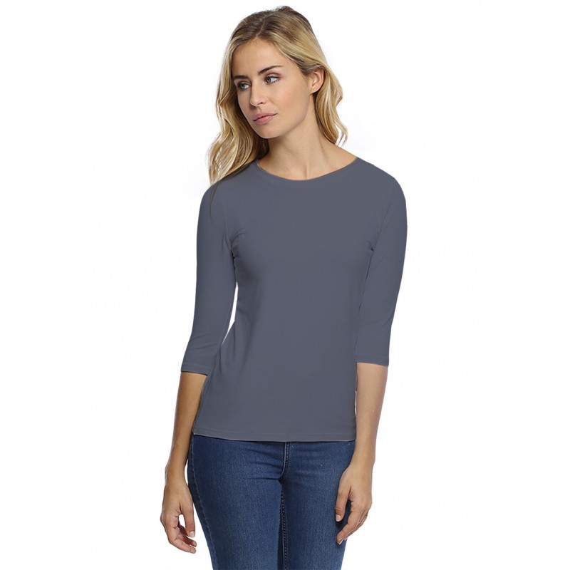 T-shirt coupe droite col ras du cou manches 3-4 en modal SACHA04 T-shirt coupe droite col ras du cou manches 3-4 en modal SACHA04