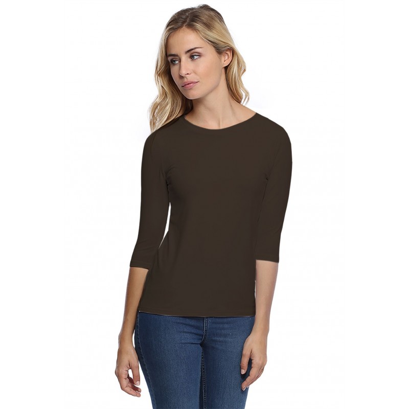 T-shirt coupe droite col ras du cou manches 3-4 en modal SACHA04 T-shirt coupe droite col ras du cou manches 3-4 en modal SACHA04