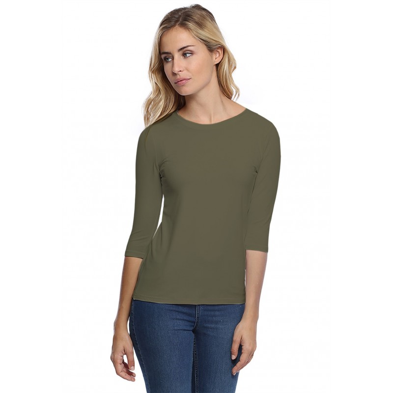T-shirt coupe droite col ras du cou manches 3-4 en modal SACHA04 T-shirt coupe droite col ras du cou manches 3-4 en modal SACHA04