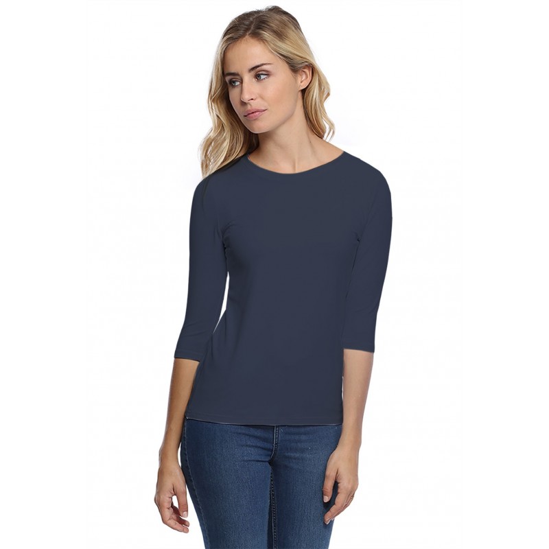 T-shirt coupe droite col ras du cou manches 3-4 en modal SACHA04 T-shirt coupe droite col ras du cou manches 3-4 en modal SACHA04