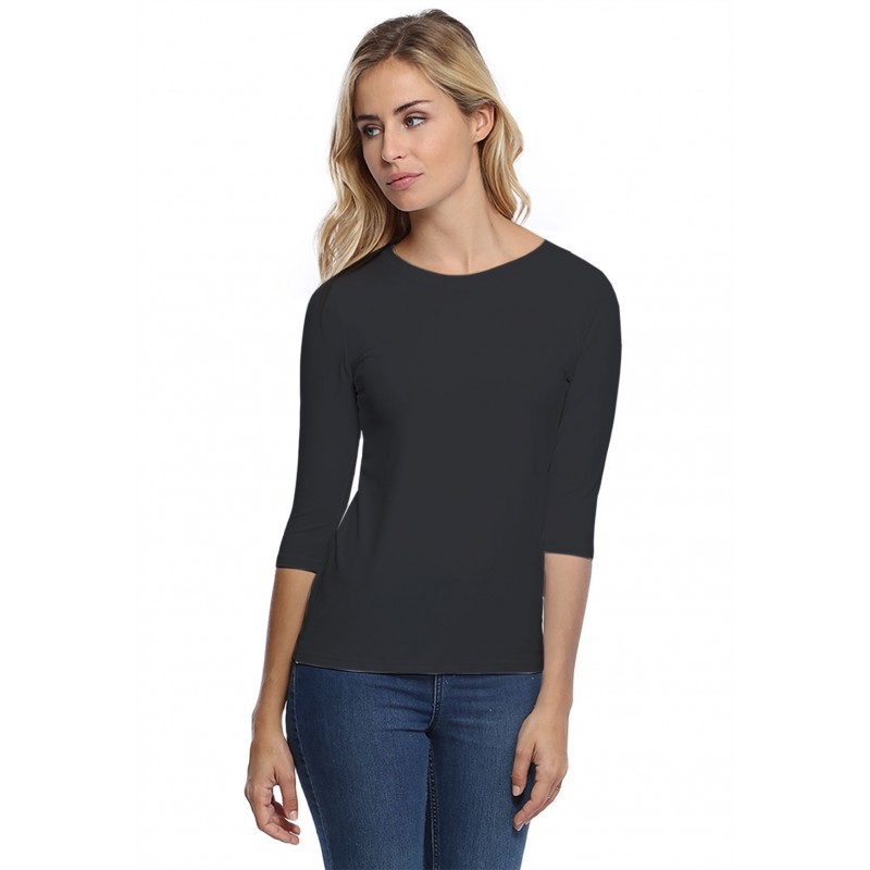 T-shirt coupe droite col ras du cou manches 3-4 en modal SACHA04 T-shirt coupe droite col ras du cou manches 3-4 en modal SACHA04