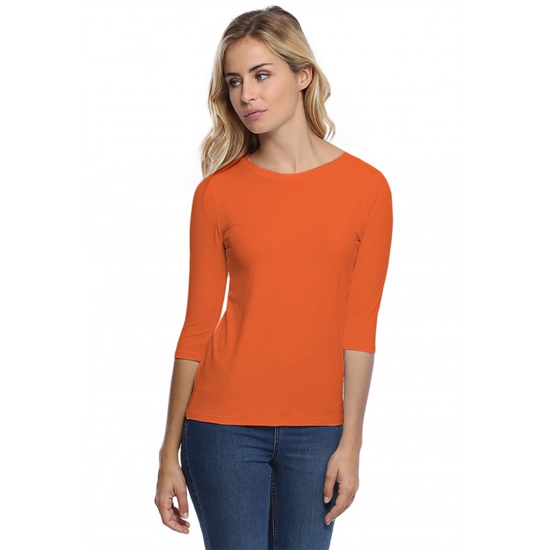 T-shirt coupe droite col ras du cou manches 3-4 en modal SACHA04 T-shirt coupe droite col ras du cou manches 3-4 en modal SACHA04