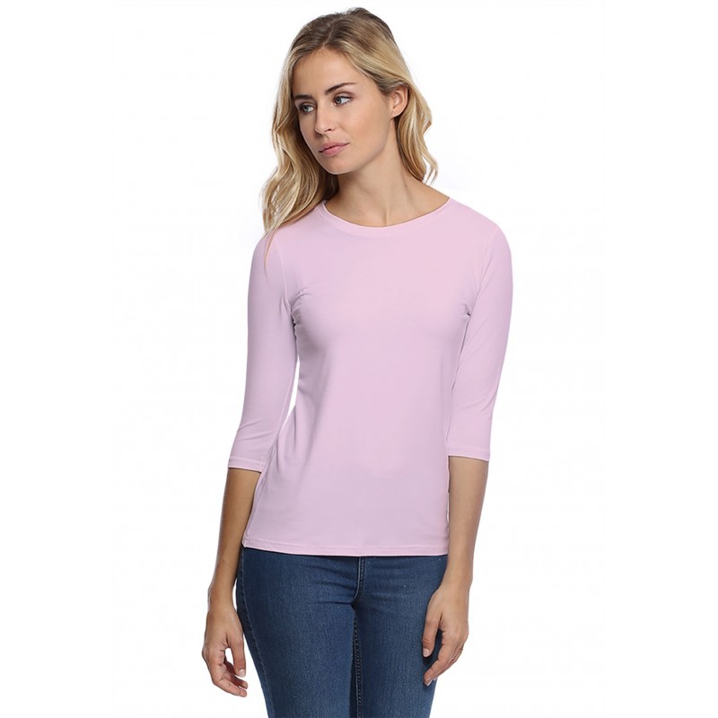 T-shirt coupe droite col ras du cou manches 3-4 en modal SACHA04 T-shirt coupe droite col ras du cou manches 3-4 en modal SACHA04