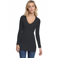 T-shirt long col V manches longues en modal SYLVIA10