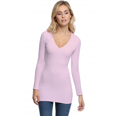 T-shirt long col V manches longues en modal SYLVIA10