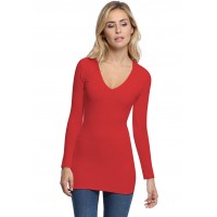 T-shirt long col V manches longues en modal SYLVIA10