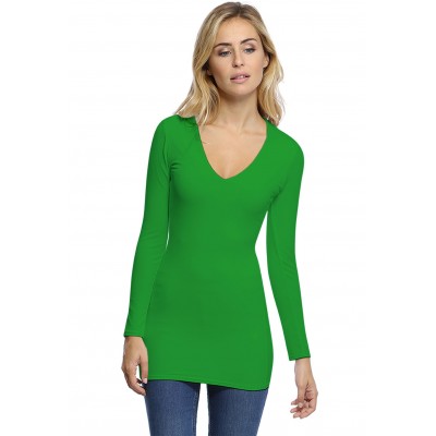 T-shirt long col V manches longues en modal SYLVIA10