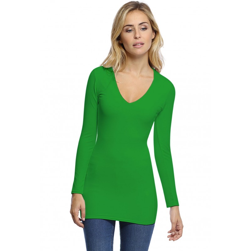 T-shirt long col V manches longues en modal SYLVIA10 T-shirt long col V manches longues en modal SYLVIA10