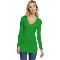 T-shirt long col V manches longues en modal SYLVIA10