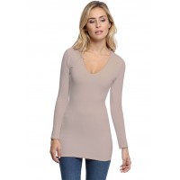 T-shirt long col V manches longues en modal SYLVIA10