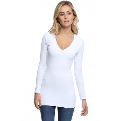 T-shirt long col V manches longues en modal SYLVIA10