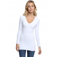 T-shirt long col V manches longues en modal SYLVIA10