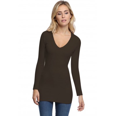 T-shirt long col V manches longues en modal SYLVIA10