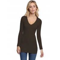 T-shirt long col V manches longues en modal SYLVIA10