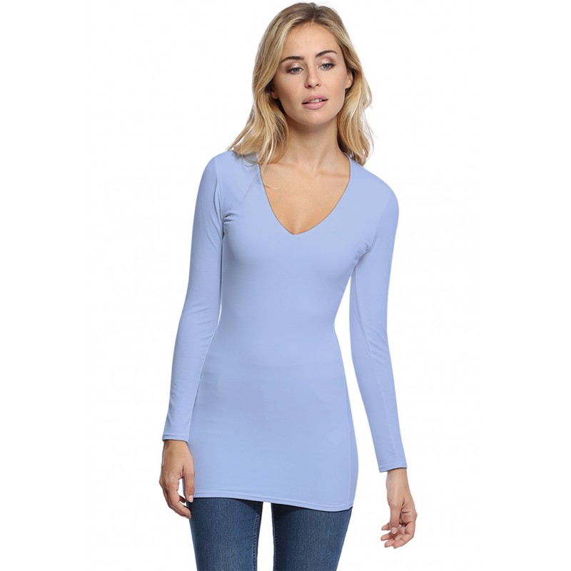T-shirt long col V manches longues en modal SYLVIA10 T-shirt long col V manches longues en modal SYLVIA10